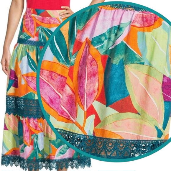 Tiered Maxi Skirt Convertible Dress S Floral Colorful Beach Boho Tropical Hippie - Picture 4 of 12